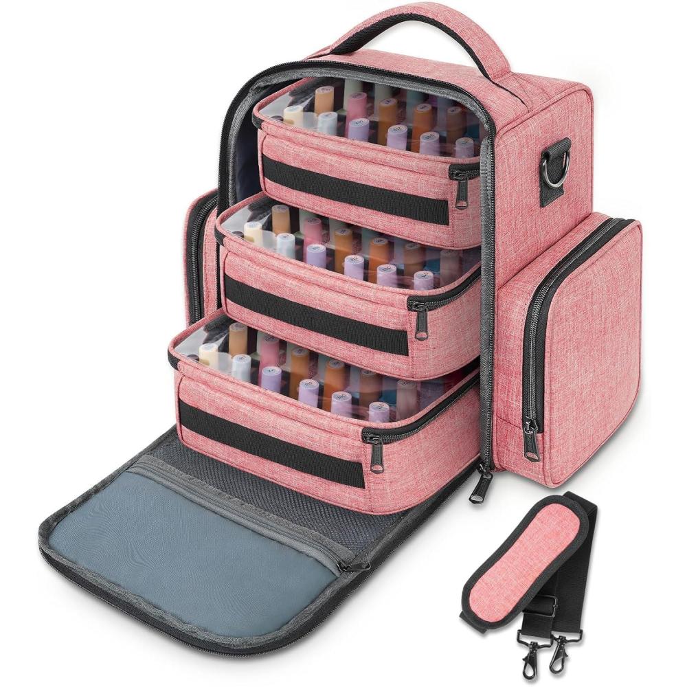 imageYOREPEK Extra Large Nail Polish Organizer Case Holds 96 to 100 Bottles 15ml05 floz UV lamp Gel Polish Travel Case Bag with 2 Removable Pouches Fits Nail Suppiles Manicurist Nail Tech GiftsPink72bottles