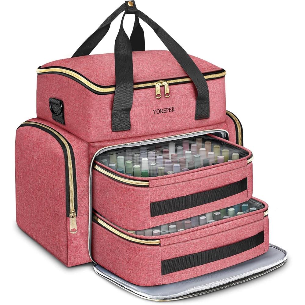 imageYOREPEK Extra Large Nail Polish Organizer Case Holds 96 to 100 Bottles 15ml05 floz UV lamp Gel Polish Travel Case Bag with 2 Removable Pouches Fits Nail Suppiles Manicurist Nail Tech GiftsPink96bottles