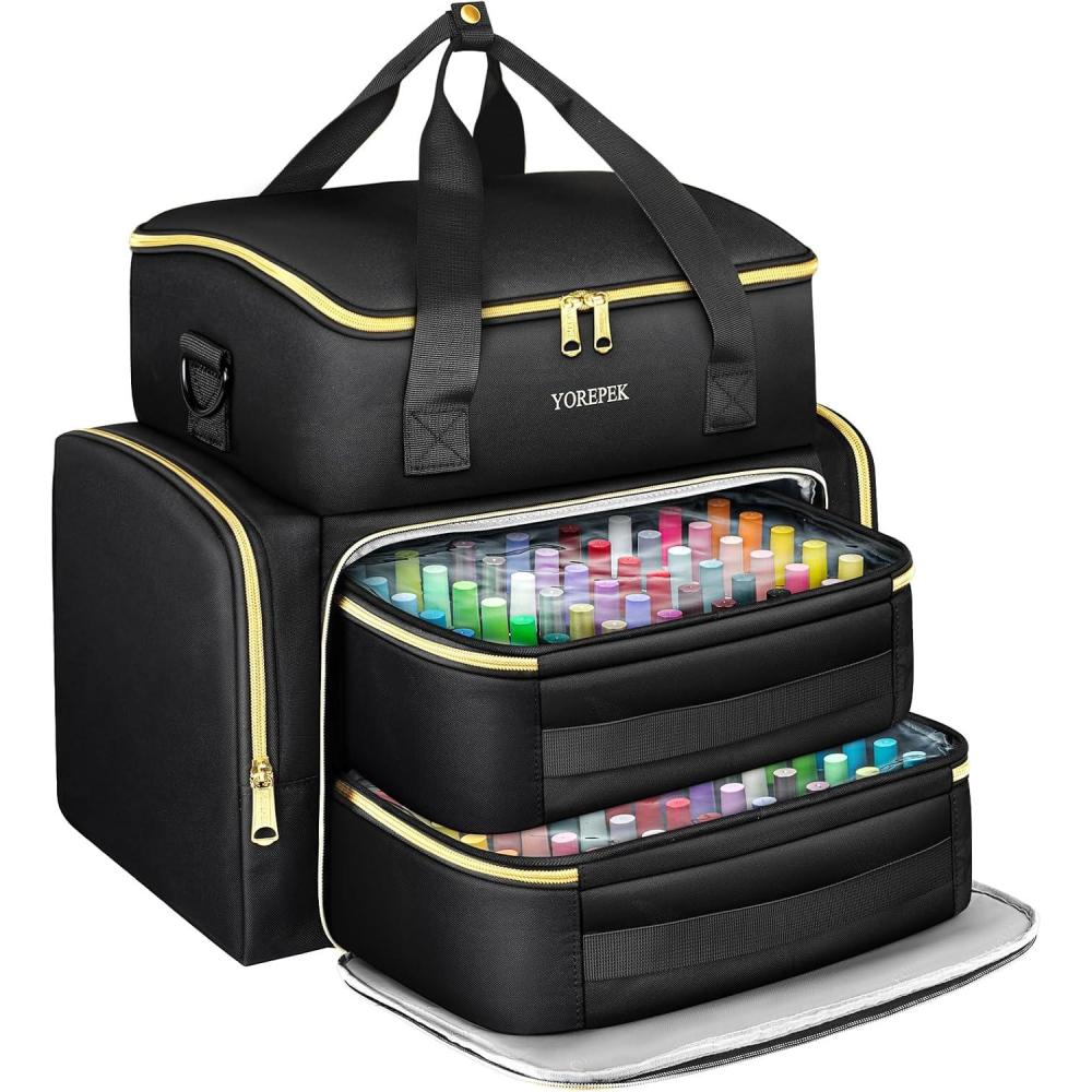 imageYOREPEK Extra Large Nail Polish Organizer Case Holds 96 to 100 Bottles 15ml05 floz UV lamp Gel Polish Travel Case Bag with 2 Removable Pouches Fits Nail Suppiles Manicurist Nail Tech GiftsBlack96bottles