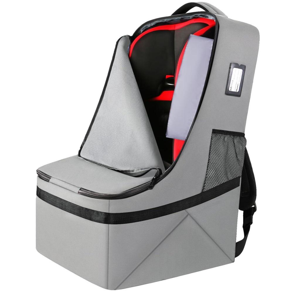 imageYOREPEK Padded Car Seat Travel Bag Backpack for Airplane Heavy Duty Car Seat Bags for Air Travel Carseat Cover for Airplane Travel with Shoulder Strap Car Seats Carrier for Airport BlackGrey