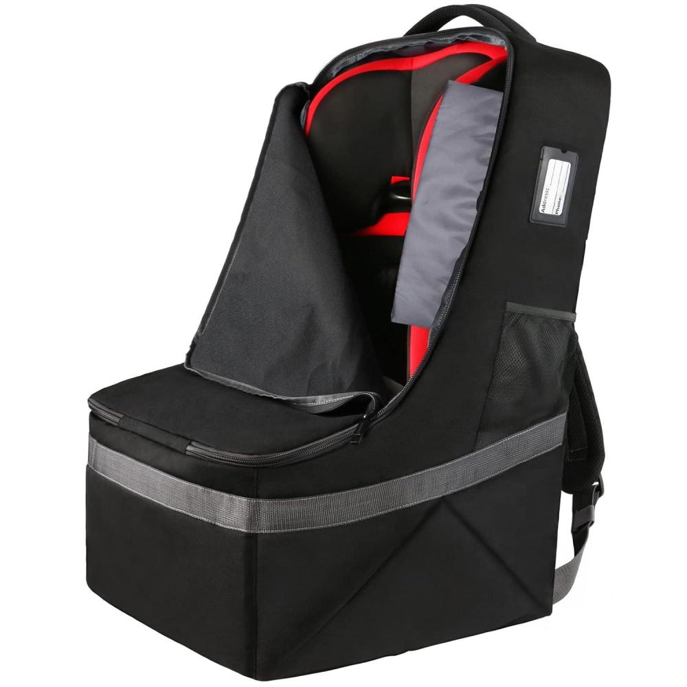 imageYOREPEK Padded Car Seat Travel Bag Backpack for Airplane Heavy Duty Car Seat Bags for Air Travel Carseat Cover for Airplane Travel with Shoulder Strap Car Seats Carrier for Airport BlackBlack