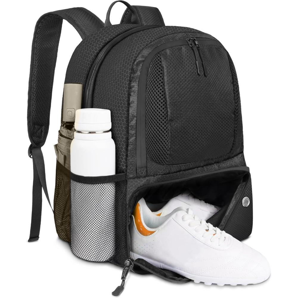 imageYOREPEK Soccer BackpackSoccer Bag with Ball Holder Water resistant Sport Equipment Bags Fit Basketball Volleyball FootballCoal Black