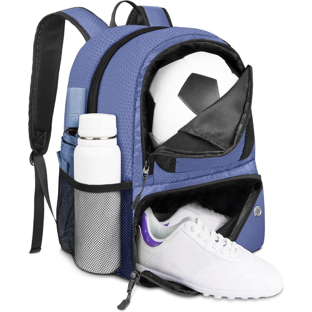 imageYOREPEK Soccer BackpackSoccer Bag with Ball Holder Water resistant Sport Equipment Bags Fit Basketball Volleyball FootballPurple