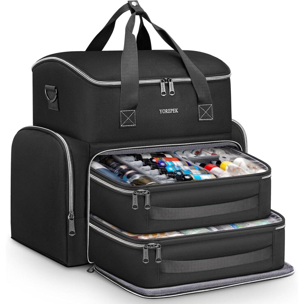 imageYOREPEK Tattoo Travel Case Waterproof Tattoo Bag with 2 Removable Organizer Pouches Adjustable Dividers Tattoo Carrying Case for Equipment Supplies Stencil Printer Artist Gifts