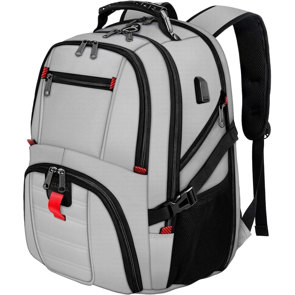 imageYOREPEK Travel Backpack Extra Large 50L Laptop Backpacks for Men Women Water Resistant College Student Bookbag Airline Approved Business Work Bag with USB Charging Port Fits 17 Inch Computer BlueLight Grey