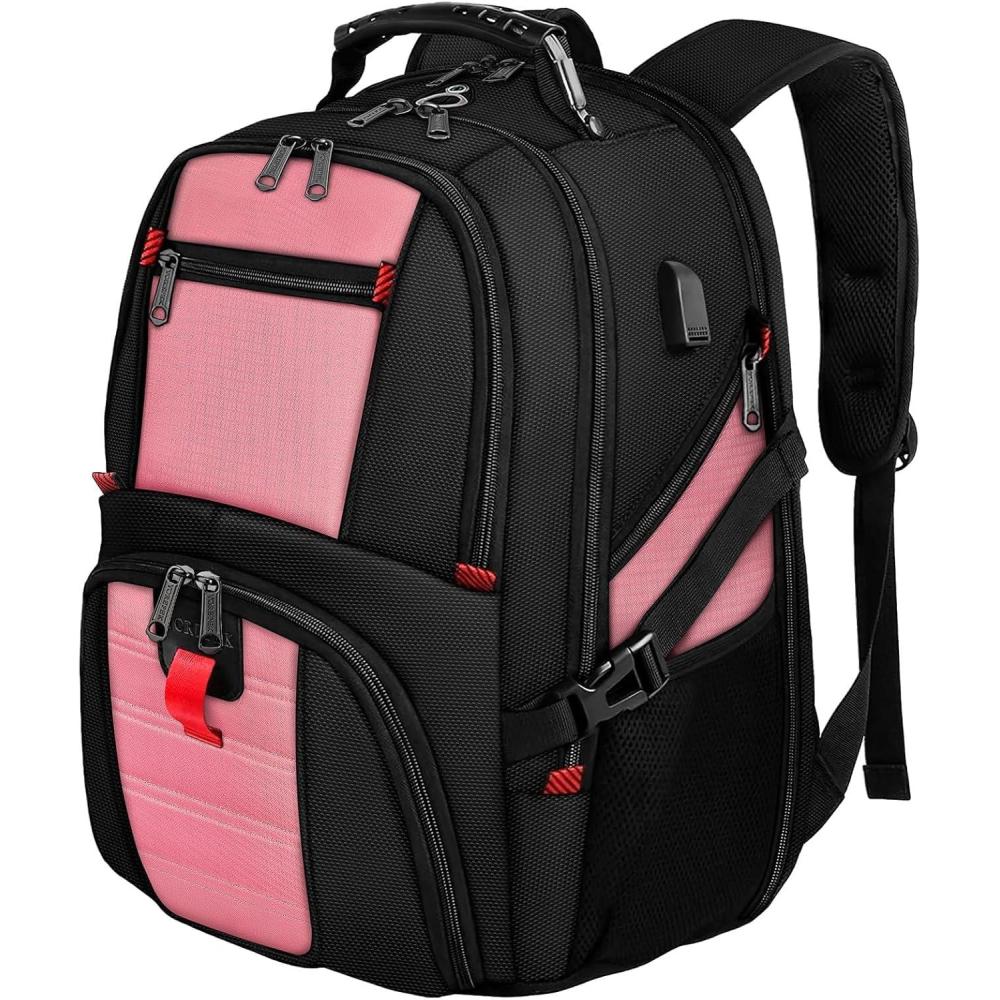 imageYOREPEK Travel Backpack Extra Large 50L Laptop Backpacks for Men Women Water Resistant College Student Bookbag Airline Approved Business Work Bag with USB Charging Port Fits 17 Inch Computer BluePink