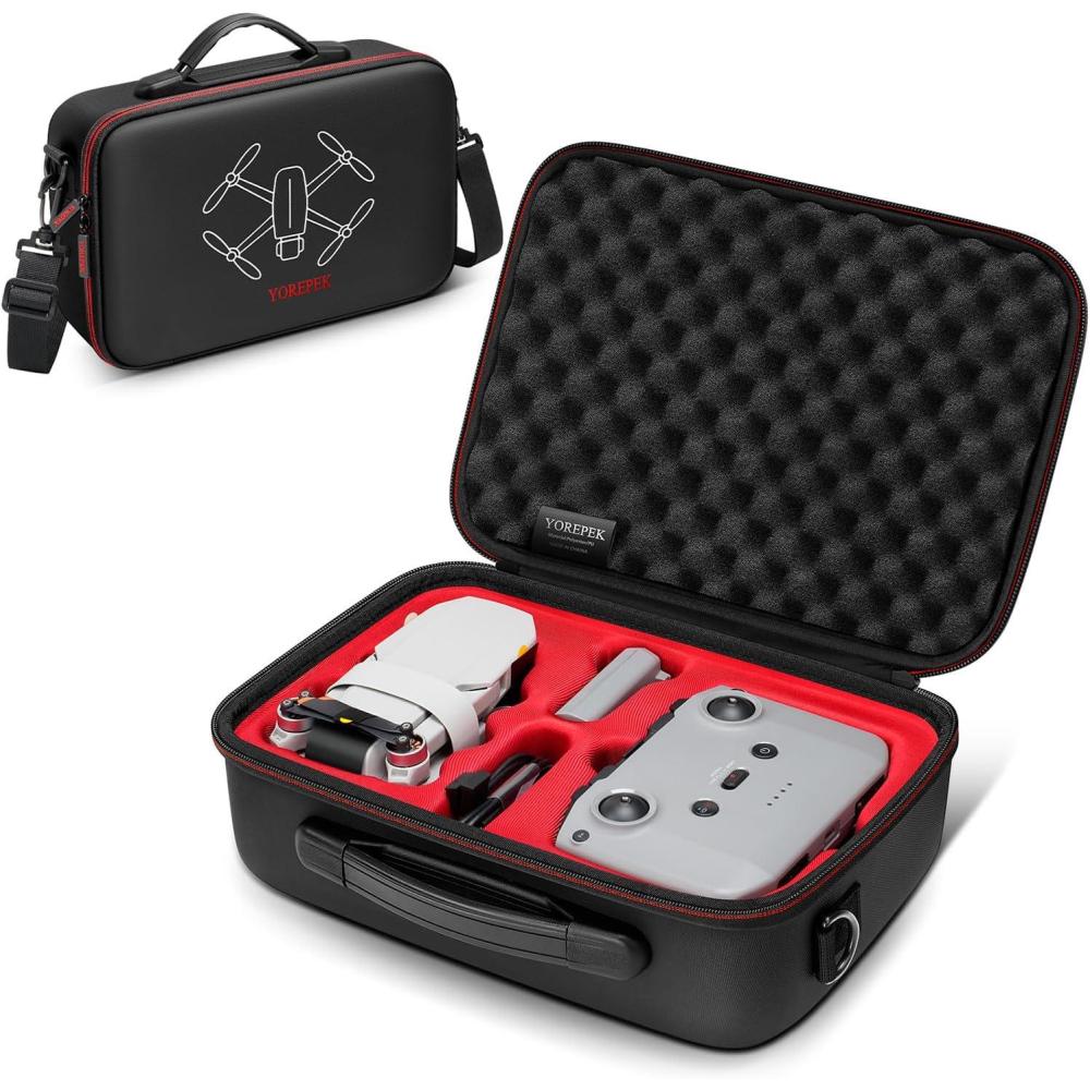 imageYOREPEK Travel Case for DJI Mini 4K22 SE Portable Lightweight PU Carrying Case for DJI Mini 4K Drone Fly More Combo Accessories Shockproof Waterproof Storage Bag with Shoulder Strap