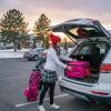 YOREPEK 2 Layer Golf Trunk Organizer, Golf Gifts for Men with Separate Ventilated Compartment for 2 Pair Shoes, Waterproof Car Trunk Locker for Balls, Tees, Clothes, Gloves, Gifts for Golfers(Standard-Pink)