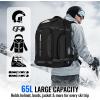 YOREPEK 65L Ski Boot Bag, Waterproof Ski Snowboard Backpack with Clamshell Opening, Separate Compartments for Boots, Helmet, Goggles, Jacket, Pants, Accessories for Adults, Mini Pockets for AirTag(Black All)