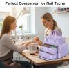 YOREPEK Extra Large Nail Polish Organizer Case Holds 96 to 100+ Bottles (15ml/0.5 fl.oz) UV lamp, Gel Polish Travel Case Bag with 2 Removable Pouches Fits Nail Suppiles, Manicurist Nail Tech Gifts(Purple-96bottles)