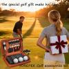 YOREPEK Golf Accessories Kit for Men, Golf Stuff Set with Leather Case, Golf Balls, Golf Tees, Multifunctional Divot Knife, Monocular, Scorer, Golf Gifts for Men Women Golfers(Brown)