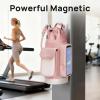 YOREPEK Insulated Magnetic Gym Bag for Women, Magnetic Water Bottle Holder with Diy Woven Hand Strap, Phone & Pouch for Air Tag, Water-Resistant Bottle Bag for Gym, Work, Outdoor, Pink