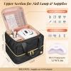 YOREPEK Nail Polish Organizer Case Holds 42+ Bottles (15ml/0.5 fl.oz), 2-Layer Nail Kit Bag with Compartments for Nail Supplies, UV Lamp, Nail Tech Organizers and Storage for Manicure Tools, Beige(Black)