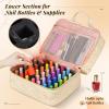 YOREPEK Nail Polish Organizer Case Holds 42+ Bottles (15ml/0.5 fl.oz), 2-Layer Nail Kit Bag with Compartments for Nail Supplies, UV Lamp, Nail Tech Organizers and Storage for Manicure Tools, Beige(Beige)
