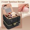 YOREPEK Travel Makeup Organizer Bag, 2-Layer Cosmetic Bags for Women, Portable Makeup Box Cases for Daily Use, Skincare, Brushes, Powders, Palettes, Makeup Tools– cosmetiquera para maquillaje，Black(Black)