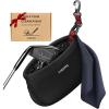 YOREPEK Golf Club Cleaner Bag with Towel, 360° Rotating Clip Golf Ball Washer, Club Washer with Zipper Pocket, Golf Bag Accessories for Men, Golf Gifts, Black(Black with Red Webbing)