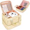 YOREPEK Nail Polish Organizer Case Holds 42+ Bottles (15ml/0.5 fl.oz), 2-Layer Nail Kit Bag with Compartments for Nail Supplies, UV Lamp, Nail Tech Organizers and Storage for Manicure Tools, Beige(Beige)
