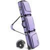 YOREPEK Padded Snowboard Bag with Wheels, Extendable Ski Bags for Air Travel Length up to 175cm,Snowboard Backpack with 6 Pockets for Ski Boots(up to US Size 13), Helmet, Accessories(Purple)
