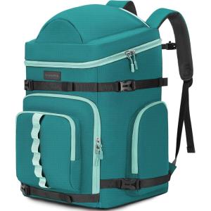 YOREPEK 65L Ski Boot Bag Backpack with 8 Pockets, Waterproof Ski Snowboard Boot Bags for Air Travel, Ski Gear Bag Backpacks for Boots, Helmet, Goggle, Gloves, Pants, Jacket, Accessories for Adults(Peacock Blue)