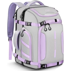 YOREPEK 65L Ski Boot Bag, Waterproof Ski Snowboard Backpack with Clamshell Opening, Separate Compartments for Boots, Helmet, Goggles, Jacket, Pants, Accessories for Adults, Mini Pockets for AirTag(Grey)