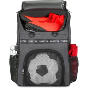 YOREPEK Basketball Bag, Large Basketball Backpack with Shoe Compartment and Ball Holder Sports Backpack for daughter son, Water Resistant for Sport Training Equipment Fits Volleyball Gym(Grey)
