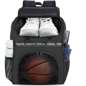YOREPEK Basketball Bag, Large Basketball Backpack with Shoe Compartment and Ball Holder Sports Backpack for daughter son, Water Resistant for Sport Training Equipment Fits Volleyball Gym(Black)