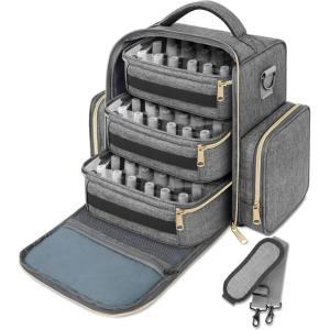 YOREPEK Extra Large Nail Polish Organizer Case Holds 96 to 100+ Bottles (15ml/0.5 fl.oz) UV lamp, Gel Polish Travel Case Bag with 2 Removable Pouches Fits Nail Suppiles, Manicurist Nail Tech Gifts(Grey-72bottles)