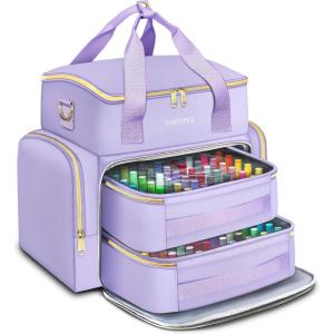 YOREPEK Extra Large Nail Polish Organizer Case Holds 96 to 100+ Bottles (15ml/0.5 fl.oz) UV lamp, Gel Polish Travel Case Bag with 2 Removable Pouches Fits Nail Suppiles, Manicurist Nail Tech Gifts(Purple-96bottles)