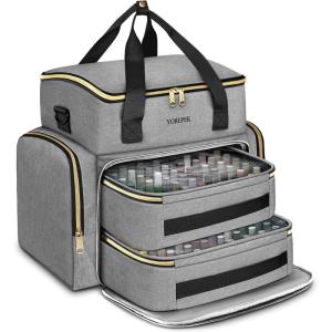 YOREPEK Extra Large Nail Polish Organizer Case Holds 96 to 100+ Bottles (15ml/0.5 fl.oz) UV lamp, Gel Polish Travel Case Bag with 2 Removable Pouches Fits Nail Suppiles, Manicurist Nail Tech Gifts(Grey-96bottles)