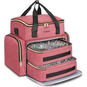 YOREPEK Extra Large Nail Polish Organizer Case Holds 96 to 100+ Bottles (15ml/0.5 fl.oz) UV lamp, Gel Polish Travel Case Bag with 2 Removable Pouches Fits Nail Suppiles, Manicurist Nail Tech Gifts(Pink-96bottles)