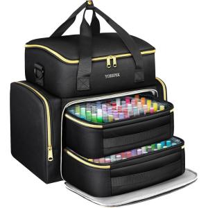 YOREPEK Extra Large Nail Polish Organizer Case Holds 96 to 100+ Bottles (15ml/0.5 fl.oz) UV lamp, Gel Polish Travel Case Bag with 2 Removable Pouches Fits Nail Suppiles, Manicurist Nail Tech Gifts(Black-96bottles)