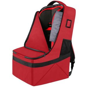 YOREPEK Padded Car Seat Travel Bag Backpack for Airplane, Heavy Duty Car Seat Bags for Air Travel, Carseat Cover for Airplane Travel with Shoulder Strap, Car Seats Carrier for Airport, Black(Dark Red)