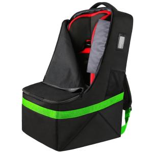 YOREPEK Padded Car Seat Travel Bag Backpack for Airplane, Heavy Duty Car Seat Bags for Air Travel, Carseat Cover for Airplane Travel with Shoulder Strap, Car Seats Carrier for Airport, Black(Green)