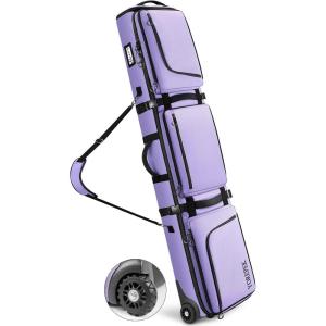 YOREPEK Padded Snowboard Bag with Wheels, Extendable Ski Bags for Air Travel Length up to 175cm,Snowboard Backpack with 6 Pockets for Ski Boots(up to US Size 13), Helmet, Accessories(Purple)