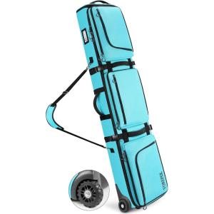 YOREPEK Padded Snowboard Bag with Wheels, Extendable Ski Bags for Air Travel Length up to 175cm,Snowboard Backpack with 6 Pockets for Ski Boots(up to US Size 13), Helmet, Accessories(Blue)