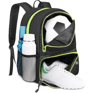 YOREPEK Soccer Backpack,Soccer Bag with Ball Holder, Water resistant Sport Equipment Bags Fit Basketball Volleyball Football(Black)