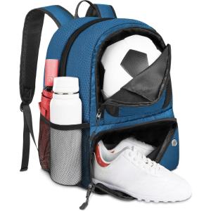 YOREPEK Soccer Backpack,Soccer Bag with Ball Holder, Water resistant Sport Equipment Bags Fit Basketball Volleyball Football(Blue)