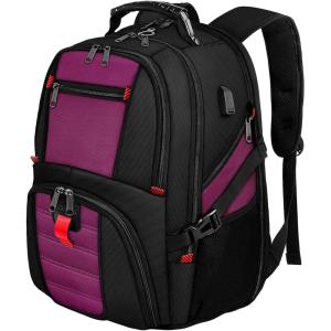 YOREPEK Travel Backpack, Extra Large 50L Laptop Backpacks for Men Women, Water Resistant College Student Bookbag Airline Approved Business Work Bag with USB Charging Port Fits 17 Inch Computer, Blue(Purple)