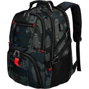 YOREPEK Travel Backpack, Extra Large 50L Laptop Backpacks for Men Women, Water Resistant College Student Bookbag Airline Approved Business Work Bag with USB Charging Port Fits 17 Inch Computer, Blue(Camouflage)