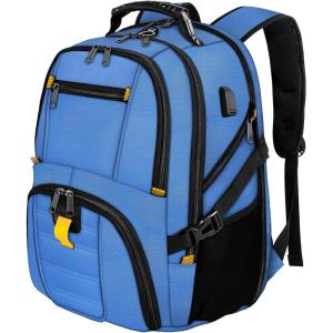 YOREPEK Travel Backpack, Extra Large 50L Laptop Backpacks for Men Women, Water Resistant College Student Bookbag Airline Approved Business Work Bag with USB Charging Port Fits 17 Inch Computer, Blue(Cobalt Blue)