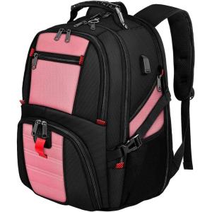 YOREPEK Travel Backpack, Extra Large 50L Laptop Backpacks for Men Women, Water Resistant College Student Bookbag Airline Approved Business Work Bag with USB Charging Port Fits 17 Inch Computer, Blue(Pink)