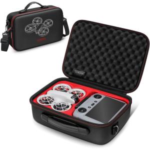 YOREPEK Travel Case for DJI NEO Fits RC-N3/RC-2 Remote Controller, Portable Lightweight PU Carrying Case for DJI NEO Drone Fly More Combo Accessories, Shockproof Waterproof Shoulder Storage Bag
