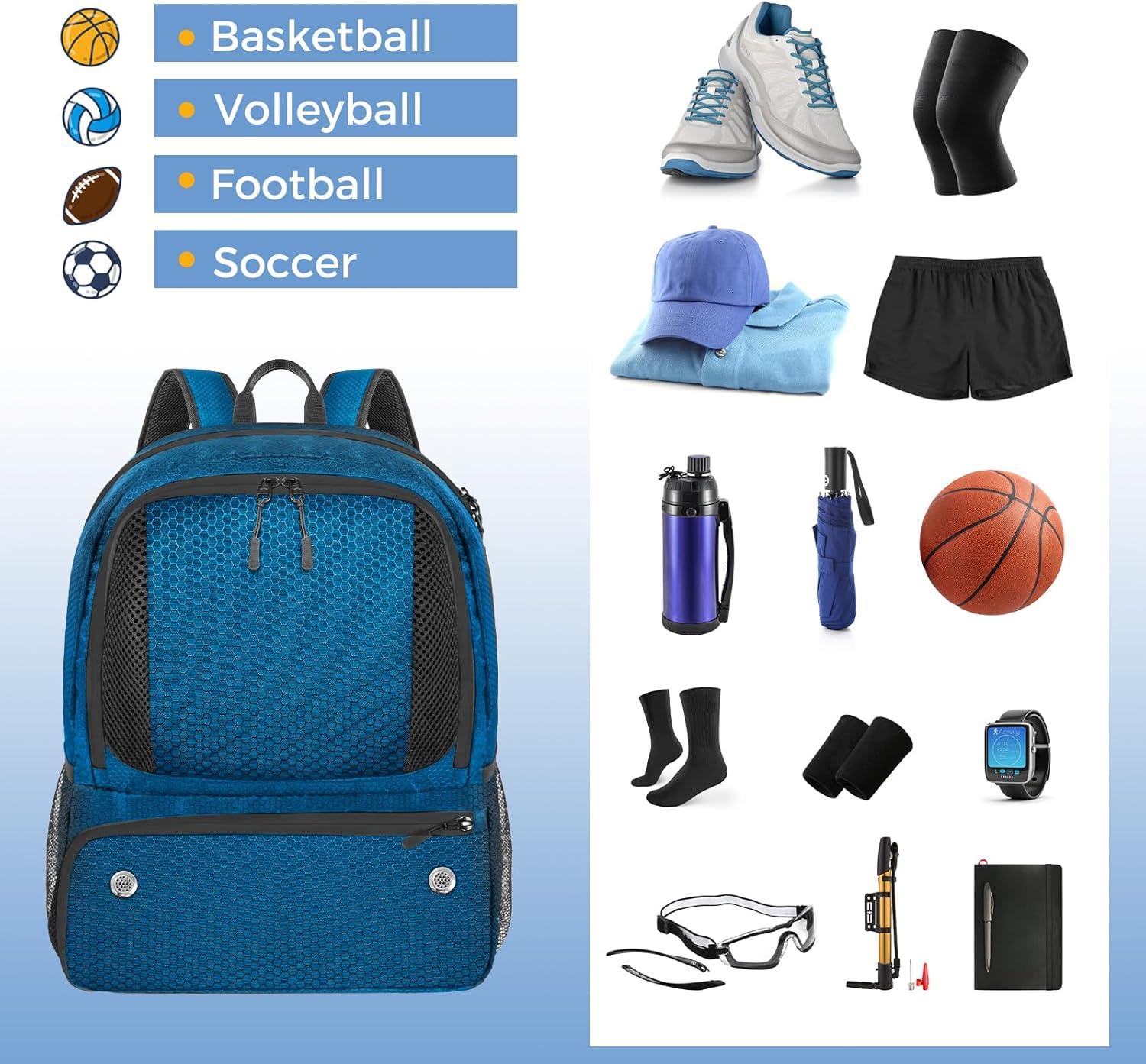 imageYOREPEK Basketball Backpack Lightweight Basketball Bag with Ball Holder amp Shoes Compartment Sports Backpack Training Equipment Fit Soccer Volleyball FootballBlue
