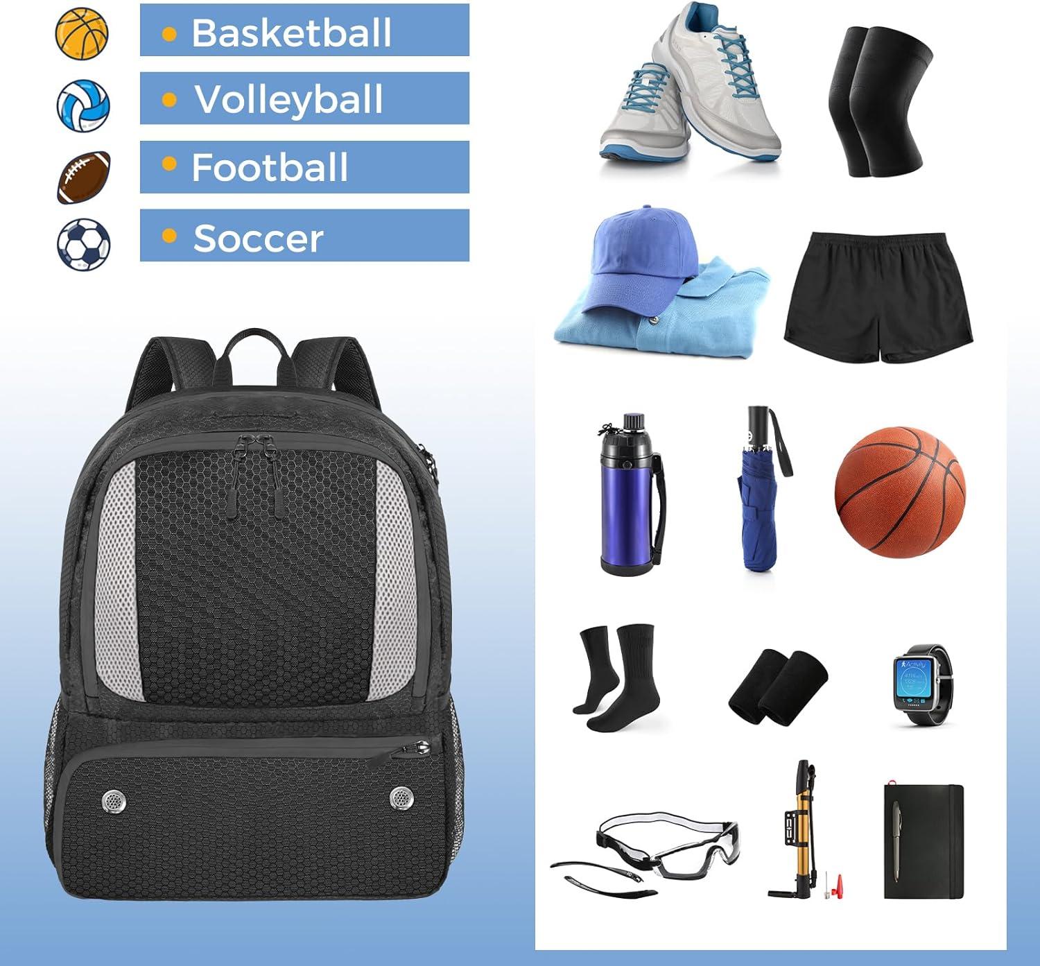 imageYOREPEK Basketball Backpack Lightweight Basketball Bag with Ball Holder amp Shoes Compartment Sports Backpack Training Equipment Fit Soccer Volleyball FootballBlack