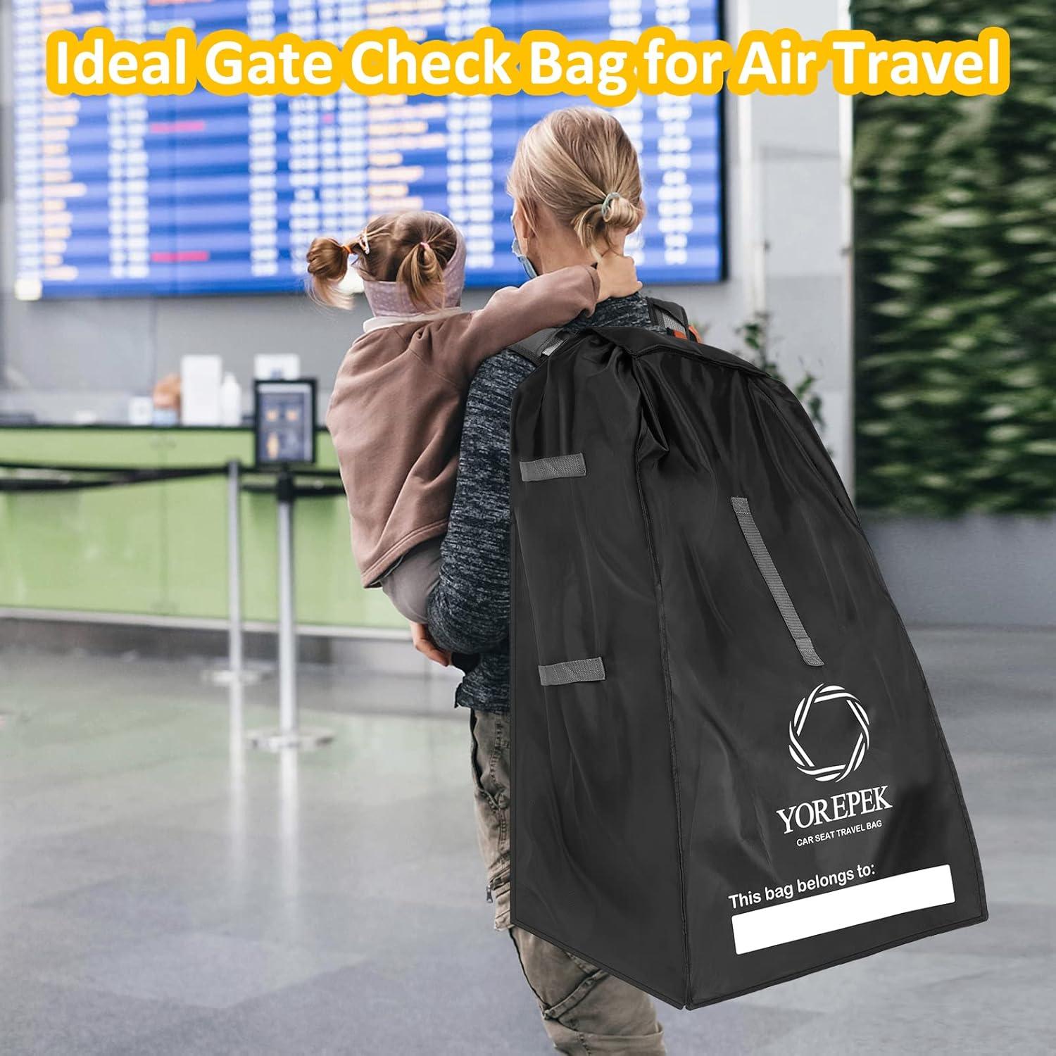 imageYOREPEK Car Seat Travel Bag Backpack Universal Car Seat Bags for Air Travel Fits Convertible Booster Infant Carseat Gate Check Carseat Cover for Airplane Baby Flying EssentialBlack