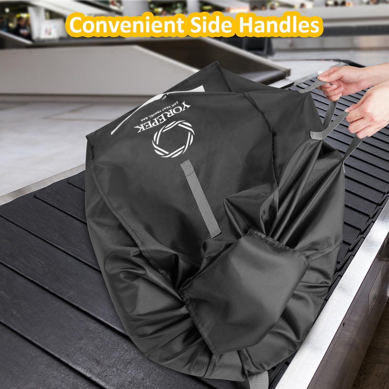imageYOREPEK Car Seat Travel Bag Backpack Universal Car Seat Bags for Air Travel Fits Convertible Booster Infant Carseat Gate Check Carseat Cover for Airplane Baby Flying EssentialBlack