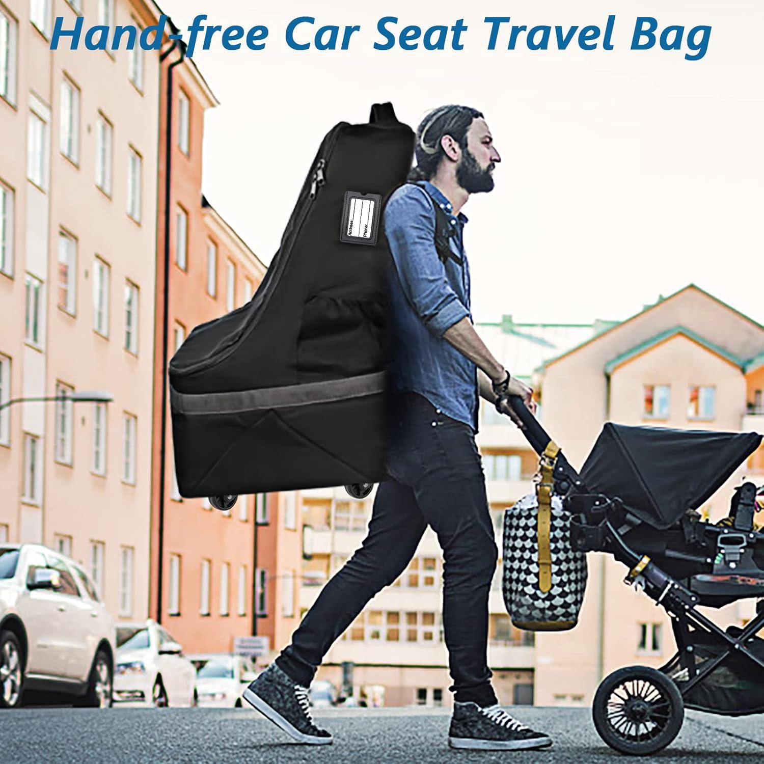 imageYOREPEK Car Seat Travel Bag with Wheels Padded Car Seat Backpack Large Carseat Travel Bag for Airplane Gate Check Bag Car Seat Travel Cover with Shoulder Strap Car Seat Carrier for Airport