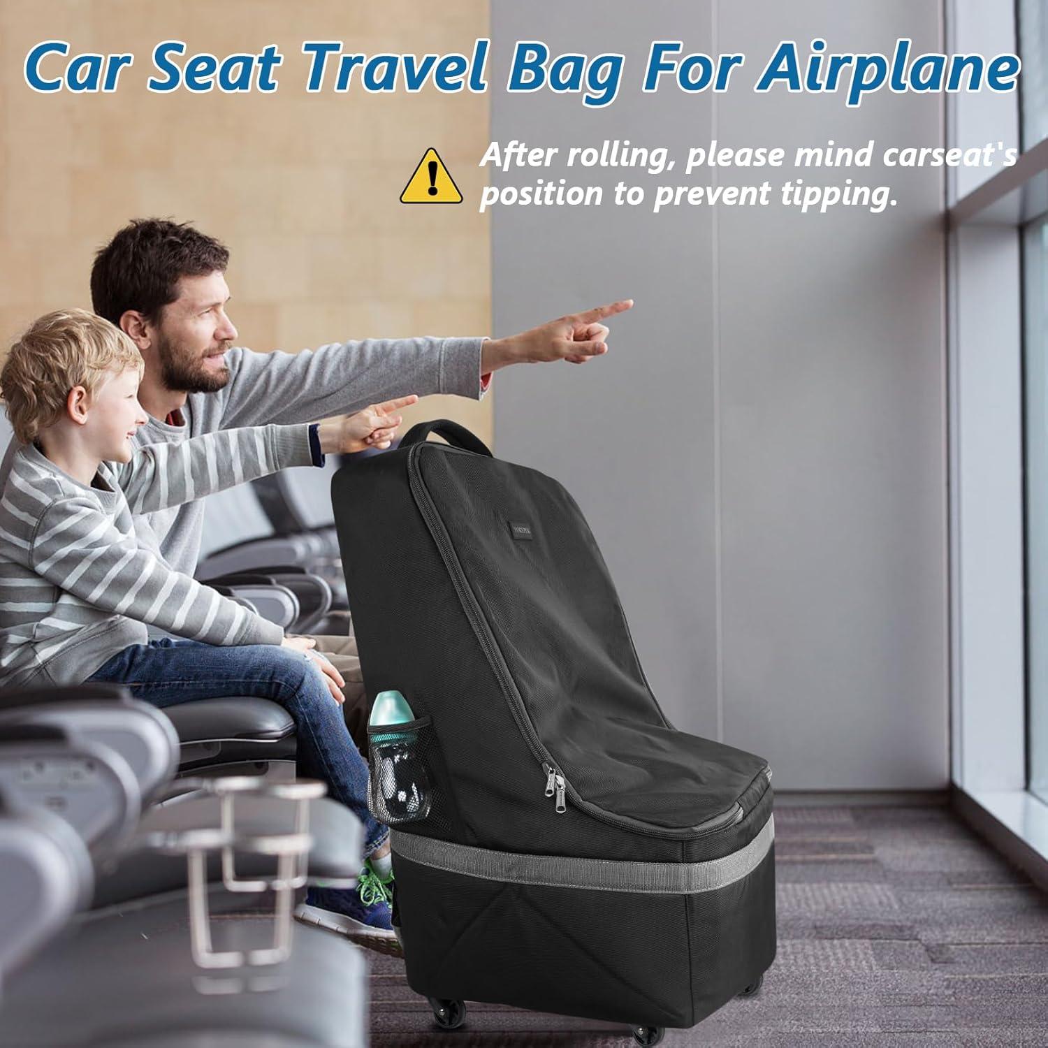 imageYOREPEK Car Seat Travel Bag with Wheels Padded Car Seat Backpack Large Carseat Travel Bag for Airplane Gate Check Bag Car Seat Travel Cover with Shoulder Strap Car Seat Carrier for Airport