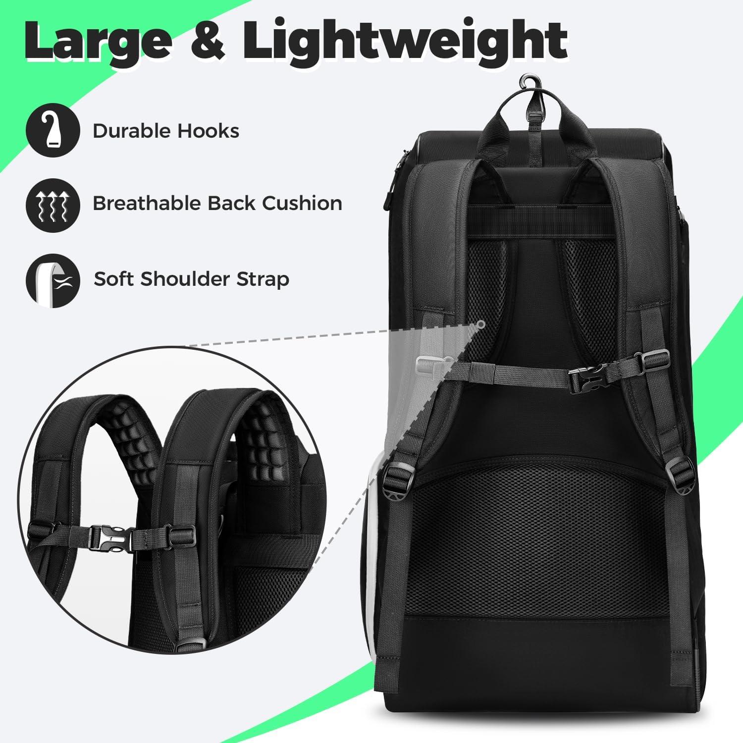 imageYOREPEK Football Bag for Equipment Large Football backpack Gear Bag for Shoulder Pads amp Shoes Compartment Insulated Pocket Wet Dry Pocket Fit baseballbasketballsoccerblackBlack
