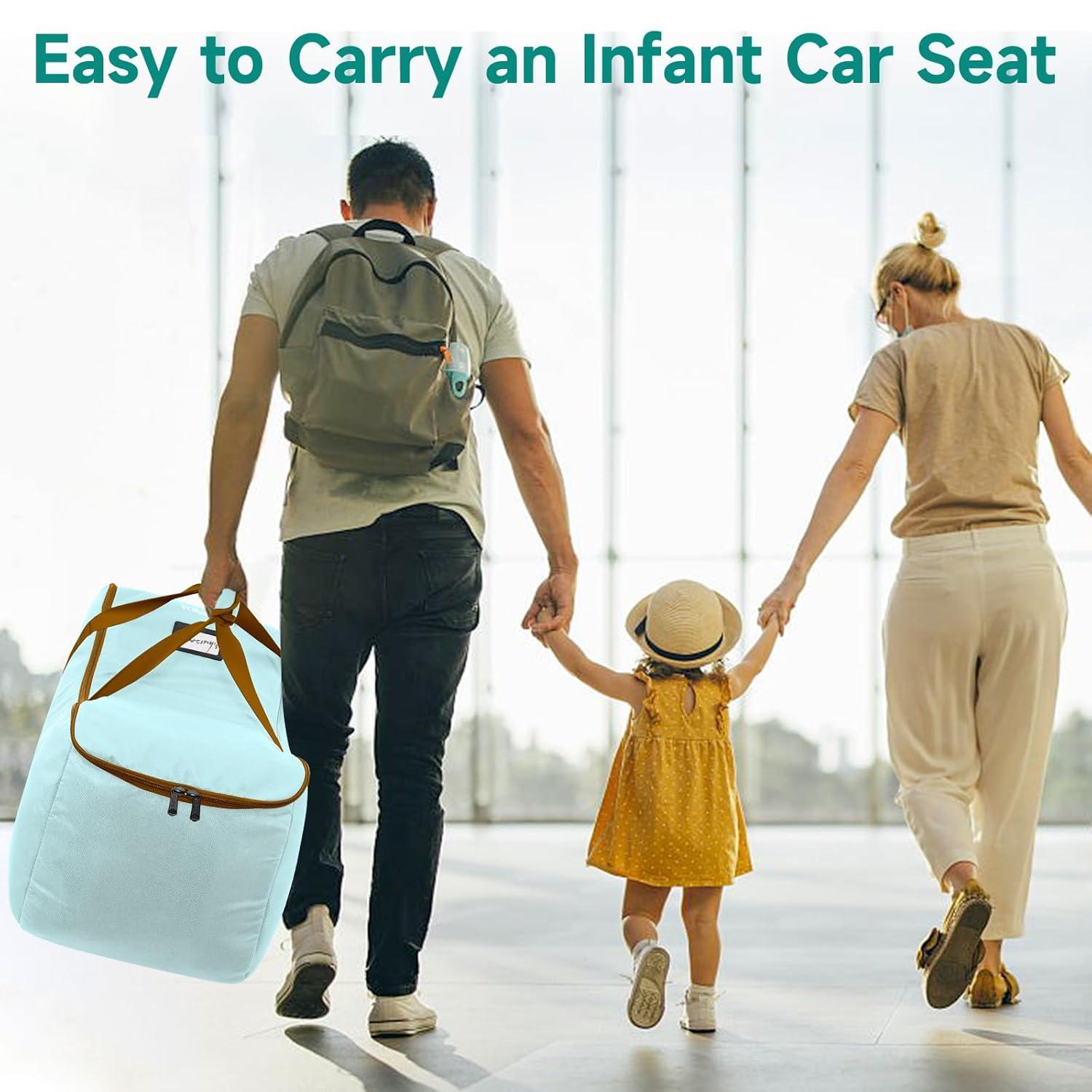 imageYOREPEK Infant Car Seat Travel Bag Compatible with All Nuna Pipa Car Seat and Base or Chicco KeyFit 30 and Base Padded Car Seat Bags for Air TravelCar Seat Gate Check Bag with 5 Protective FeetLight Cyan